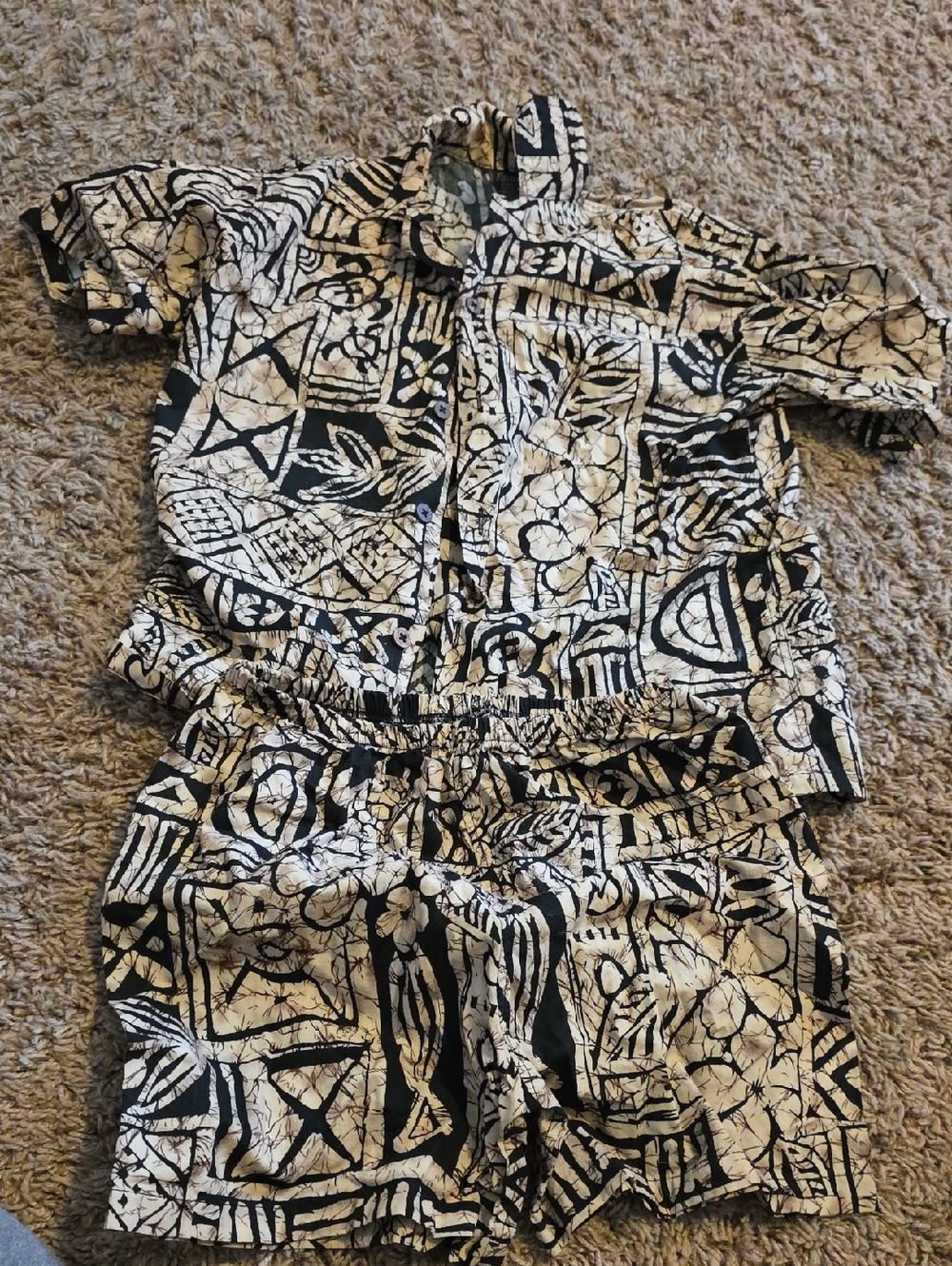 Kids Black & White Printed Shirt And Shorts